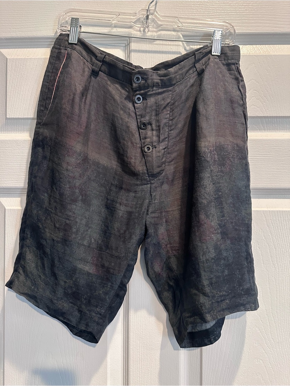 Black Washed Ramie Bermuda Shorts